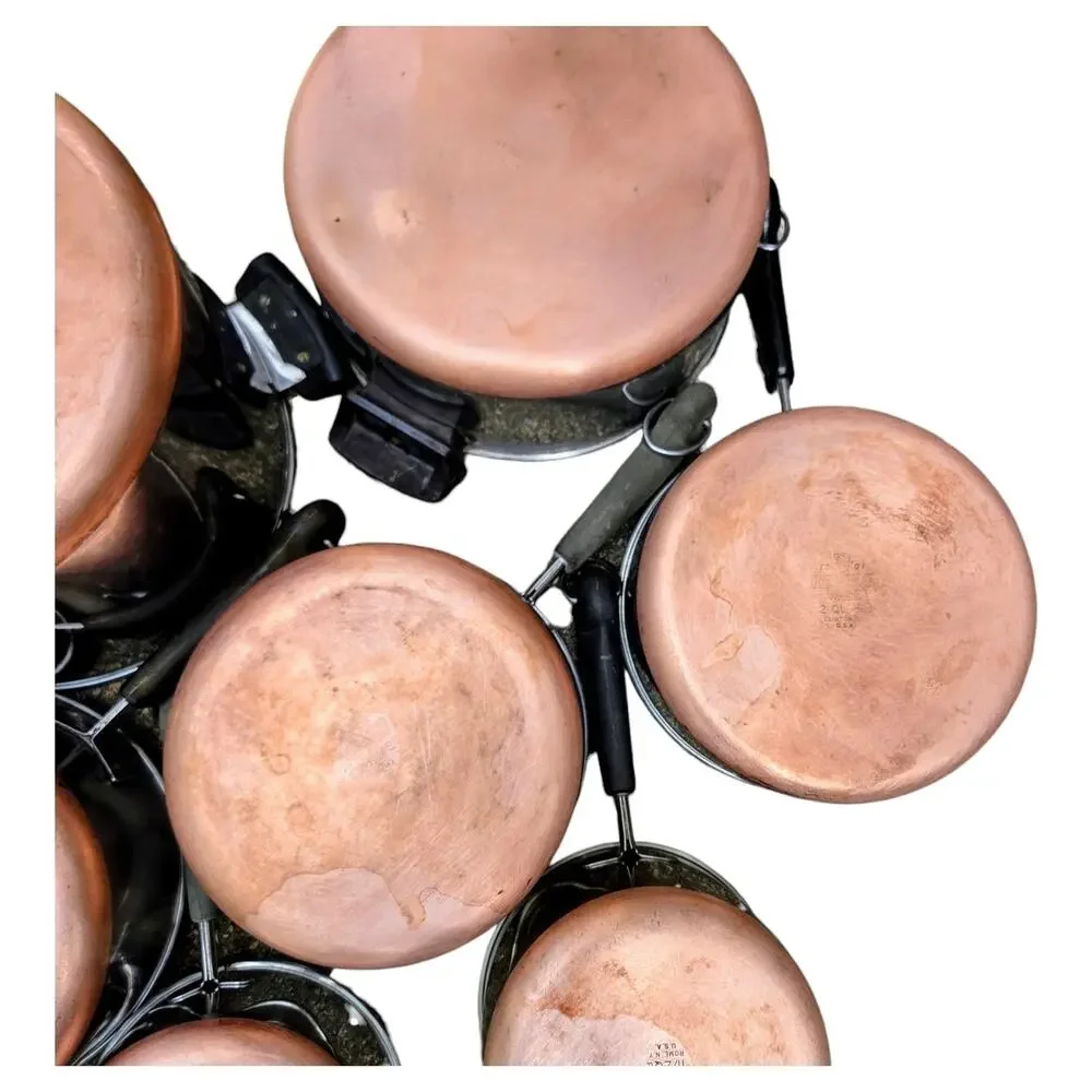 Revere Ware Vintage Copper Bottom Pots And Pans 16 Piece Stainless Cookware Lot